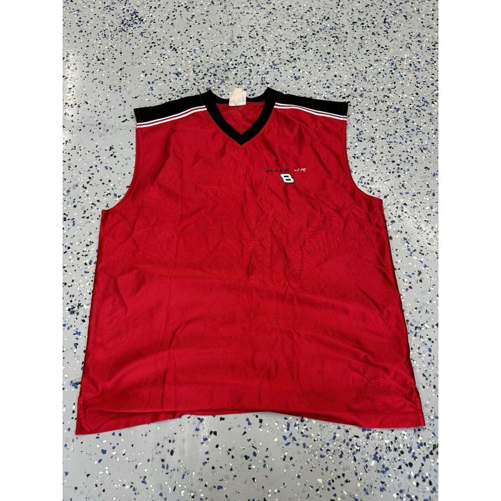 Men's Dale Earnhardt Jr 8 NASCAR Chase Auths Glossy Red Sleeveless Shirt Size XL